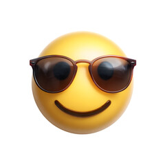 emoji character with sunglasses isolated on a transparent background