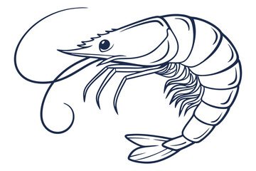 Shrimp Seafood One Line Drawing Illustration