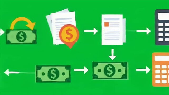 Budgeting Diagram with Money and Financial Documents