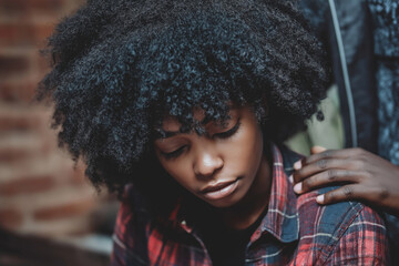 Emotional moment captured between two individuals in a cozy indoor setting