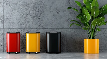 Smart trash sorting bins with sensor-activated lids and material-specific scanning features