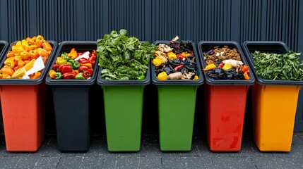 Office trash sorting system separating paper, e-waste, food scraps, and plastics for sustainability