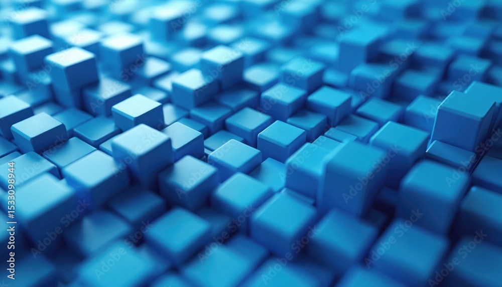 Poster abstract 3d illustration background with blue cubes. geometric shapes in digital art. futuristic des