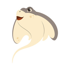 Cute smiling stingray illustration. Friendly sea animal character perfect for children’s books, educational materials, and underwater-themed designs.