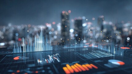 Interactive Financial Dashboard Elements with Urban Background