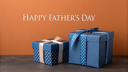 Happy fathers day gift boxes blue polka dots