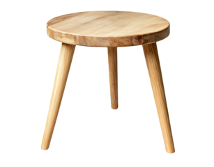 Round wooden stool furniture design contemporary interior home decor accent seating style modern on transparent background