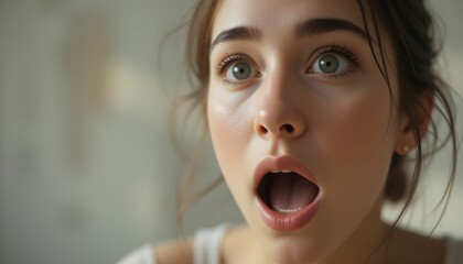 moment zaskoczenia, naturalne światło miękkie, fotografia lifestyle, portret 85mm, szeroka przysłona, mała głębia ostrości, wyraz twarzy, ekspresja emocji, szeroko otwarte oczy, otwarte usta, reakcja 