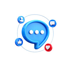 3D Render of Social Media Communication Engaging in Online Conversations
