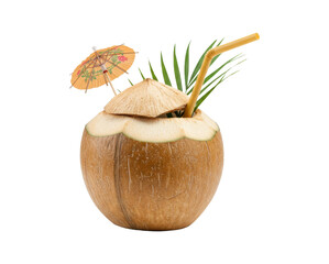 cocktail in coconut isolated on transparent background