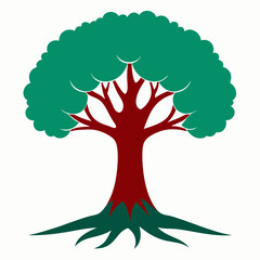 Tree silhouette vector standing on white background, 