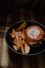 Burger and Fries on a Plate