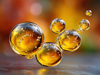 Golden orb cluster liquid light spheres