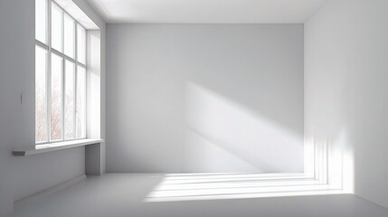 Fototapeta premium Bright Minimalist White Workspace with Empty Blank Backdrop