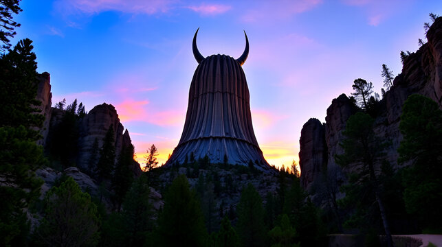 beautiful devil tower at sunset wyoming,usa.