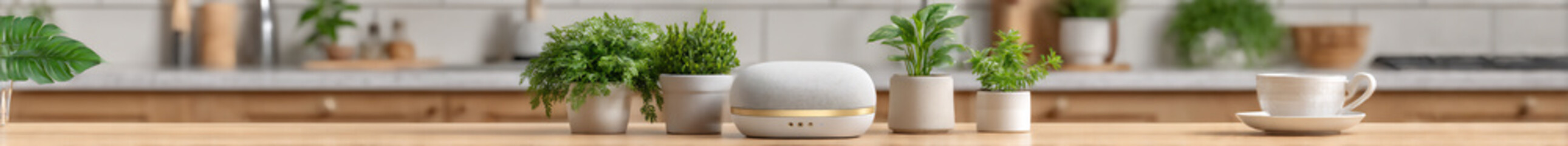 a smart home assistant device responding to a voice command