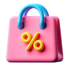 Pink Shopping Bag 3D Icon Discount & Sales Promotion