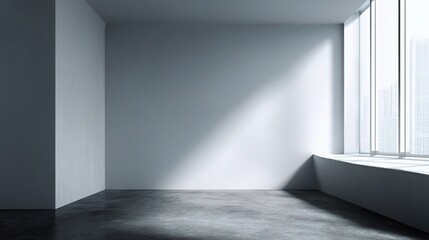Fototapeta premium Minimalist Interior Space with Blank Walls and Natural Light