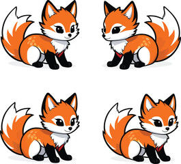 Obraz premium Charming Cartoon Fox Illustrations Whimsical Animal Graphics For Childrens Designs Stickers And Educational Materials