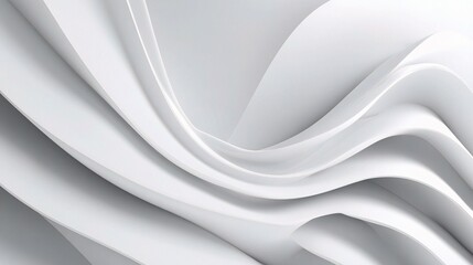 Obraz premium Elegant White 3D Abstract Wave Composition in Clean Layered Design