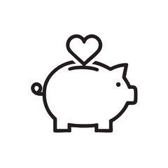 Obraz premium Financial planning symbol with piggy bank and heart concept vector illustration