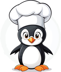 Fototapeta premium Charming Cartoon Penguin Chef Adorable Character Illustration For Childrens Books Restaurant Menus And Culinary Themed Projects With A Whimsical And Playful Style