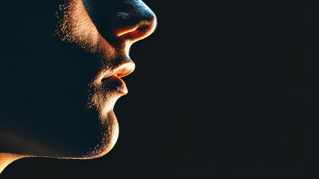 Silent Contemplation: An evocative close-up of a human face in profile, dramatically lit to highlight the contours and textures, conveying a sense of introspection and profound thought.
