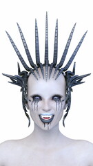 女性エイリアンの顔　3DCGレンダリング