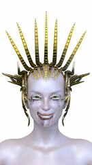 女性エイリアンの顔　3DCGレンダリング