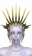 女性エイリアンの顔　3DCGレンダリング