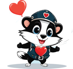 Obraz premium Charming Animal Character With Love Theme Vector Illustration For Greeting Cards Childrens Books And Valentines Day Designs With A Cute Whimsical Vibe