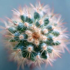 Obraz premium Captivating close-up of a cactus revealing intricate spines and textures under studio lighting with captivating detail