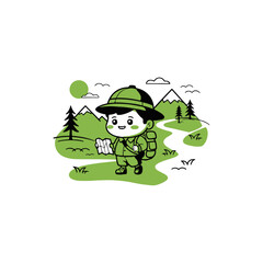 Panda Mascot Holding Map – Vector Cartoon Explorer Character