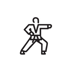 Martial arts training figure in dynamic stance for fitness design vector illustration