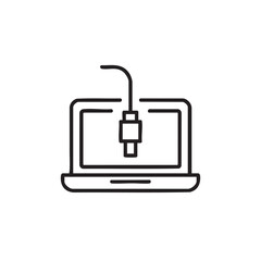 Obraz premium Laptop with USB connection symbolizing technology and connectivity vector illustration