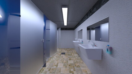 研究室の廊下　3DCGレンダリング