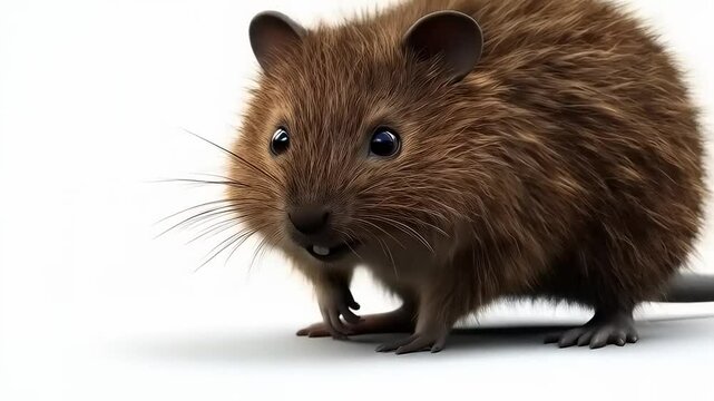 Charming Brown Rat Poses in Studio on White Background High Quality Rendered Image