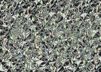 Chaotic linear or floral motifs for dynamic posters or fabric products. Autumn backdrop for covers, interiors, tiles, fashion trends, textiles, backgrounds or textures, prints or carpets, etc. Vector