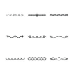 Decorative Floral Dividers and Borders Black and White