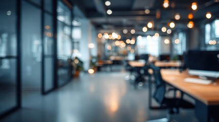 Modern Office Interior with Soft Lighting and Subtle Blur Effect