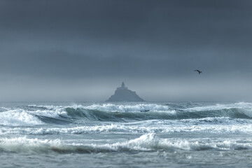 Fototapeta premium Ominous View of the Lighthouse from Cannon Beach Oregon