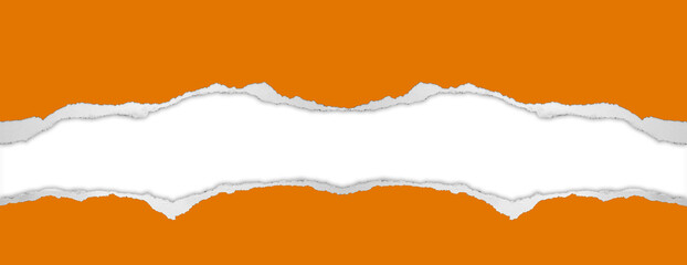 Ripped orange paper on white