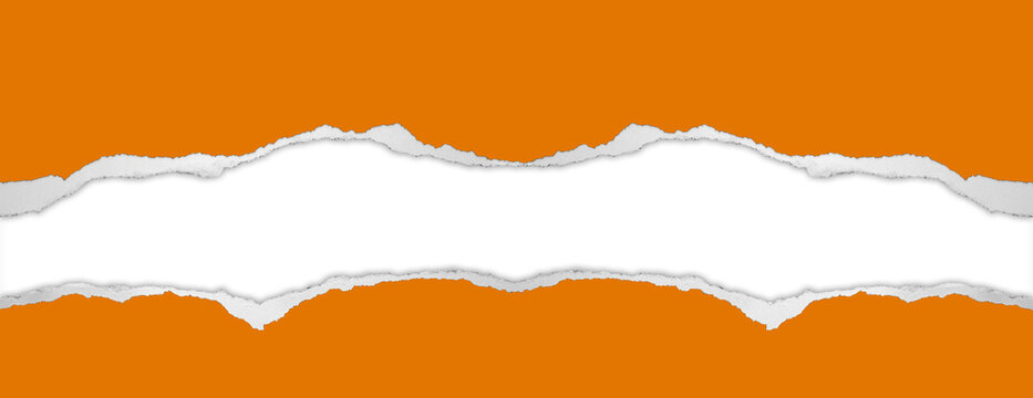 Ripped orange paper on white