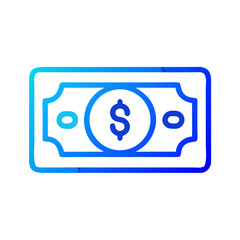 Dollar banknote icon in blue gradient design  