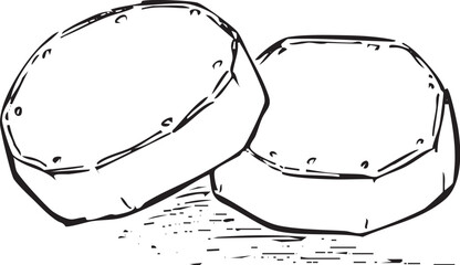 ズッキーニ　輪切り　手描き線画