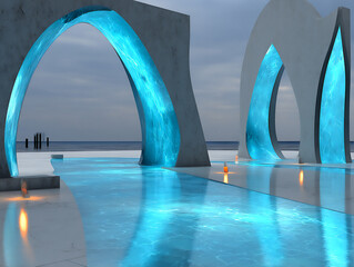 advanced sustainable energy harvesting system integrated into architectural structures with a sleek