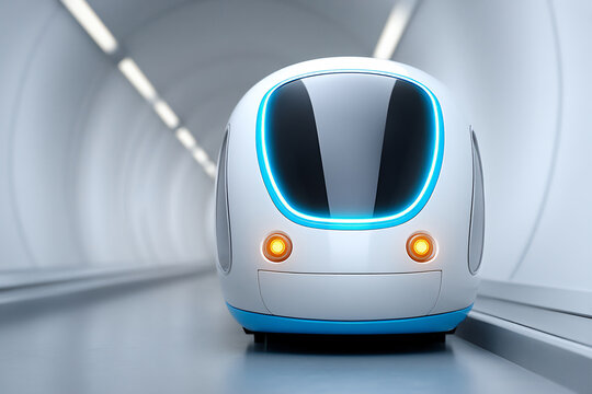 futuristic transportation pod levitating smoothly through a hyperloop tunnel