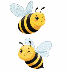 Cute Cartoon Bee Winking and Flying
