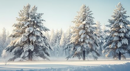 Winter Wonderland: Serene Snow-Covered Forest Landscape