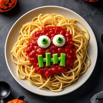 Spooky Spaghetti Monster Food Art for Halloween